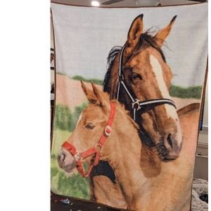 Fleece Blanket with Horse and Colt